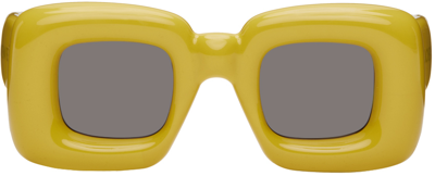 Shop Loewe Yellow Inflated Rectangular Sunglasses In 39a Shiny Yellow / S