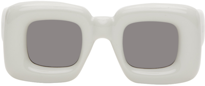 Shop Loewe Gray Inflated Rectangular Sunglasses In 20a Grey/other / Smo