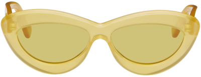 Shop Loewe Yellow Cateye Sunglasses In Shiny Yellow / Rovie