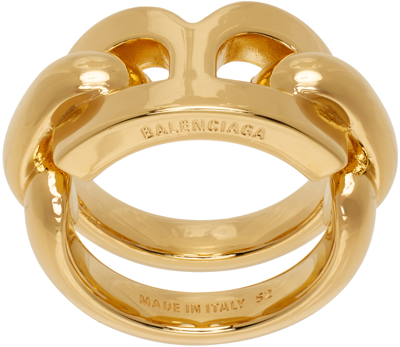 Shop Balenciaga Gold B Chain 2.0 Ring In 0027 Shiny Gold