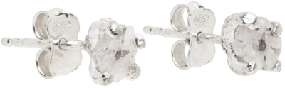 Shop Pearls Before Swine Silver Spliced Stud Earrings In .925 Silver/raw Whit