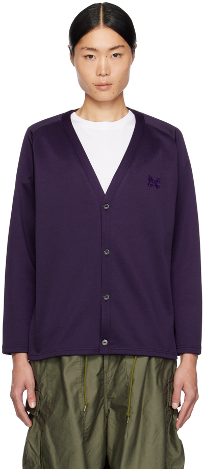 Shop Needles Purple V-neck Cardigan In B-eggplant