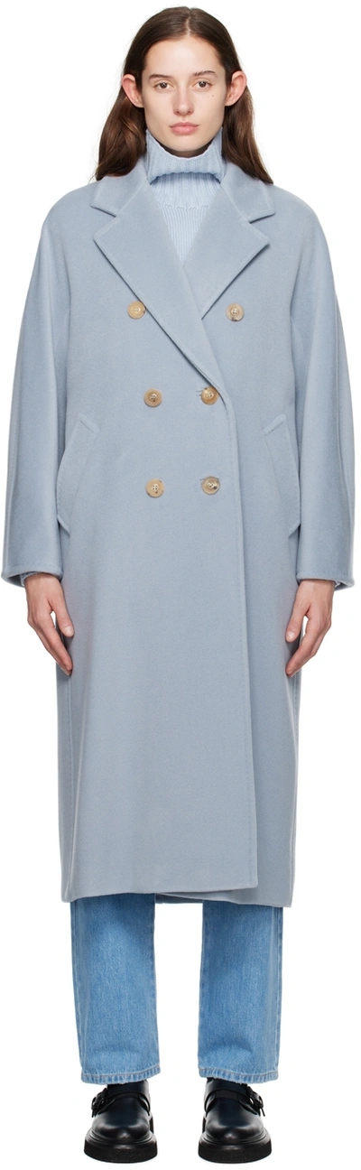 Shop Max Mara Blue Madame Coat In 027 Light Blue