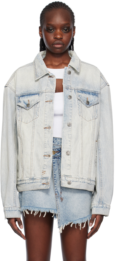 Shop Ksubi Blue Oversized Denim Jacket