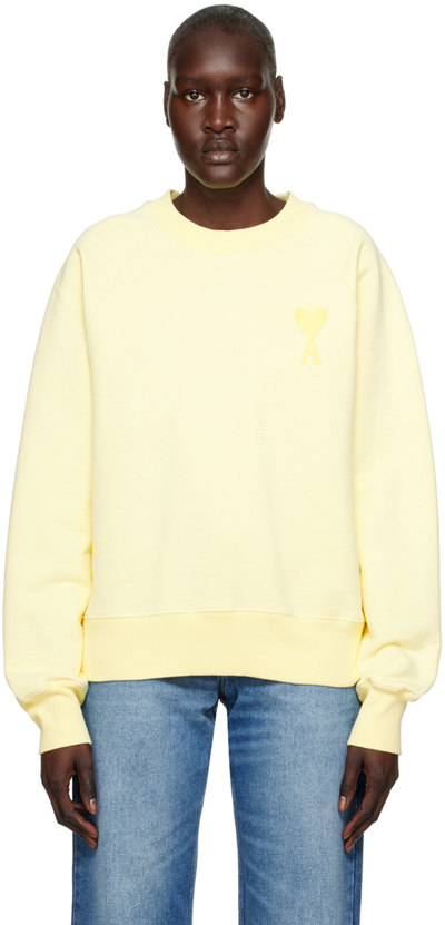 Shop Ami Alexandre Mattiussi Yellow Ami De Coeur Sweatshirt In 703 Pale Yellow