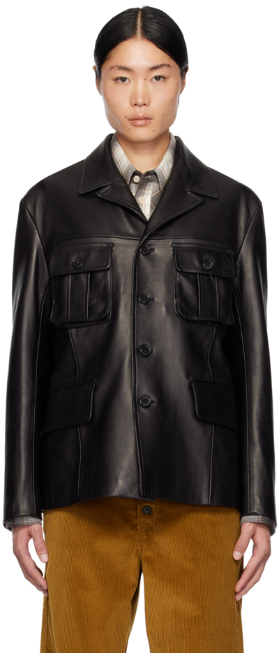 Shop Paul Smith Black Commission Edition Leather Jacket In 79 Blacks