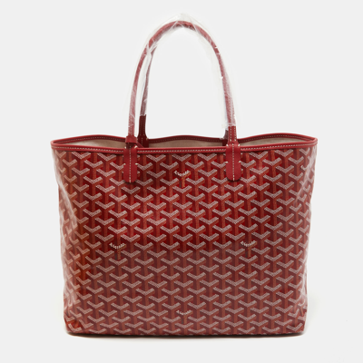 Pre-owned Goyard Ine Coated Canvas And Leather Saint Louis Pm Tote In Red