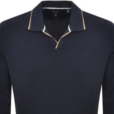 Shop Ted Baker Maste Long Sleeve Polo Shirt Navy