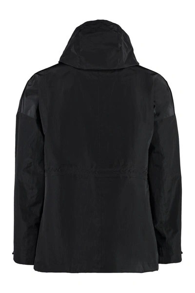 Shop Herno Hooded Techno Fabric Raincoat In Black