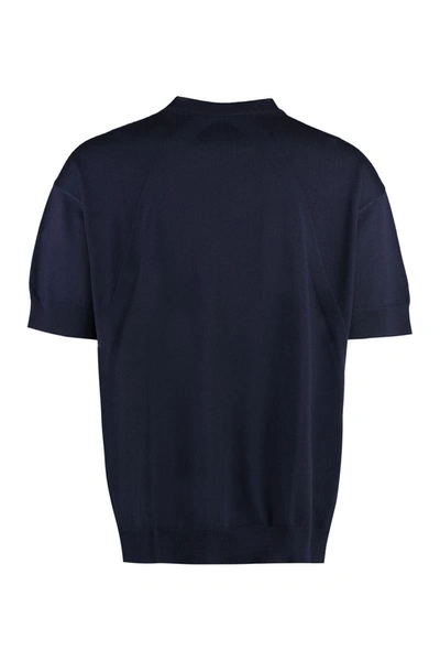 Shop Jil Sander Wool Short Sleeve Sweater In Blue