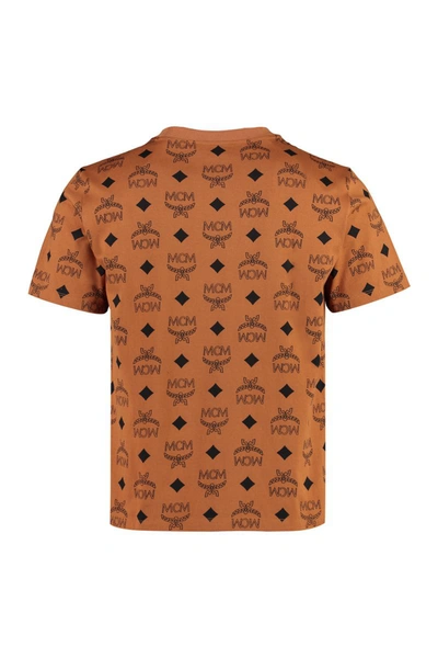 Shop Mcm Cotton Crew-neck T-shirt In Brown