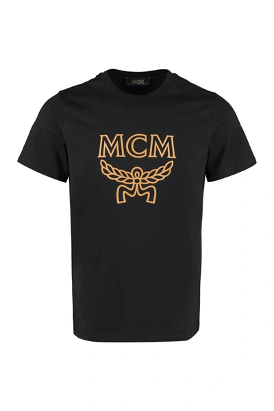 Shop Mcm Logo Cotton T-shirt In Black
