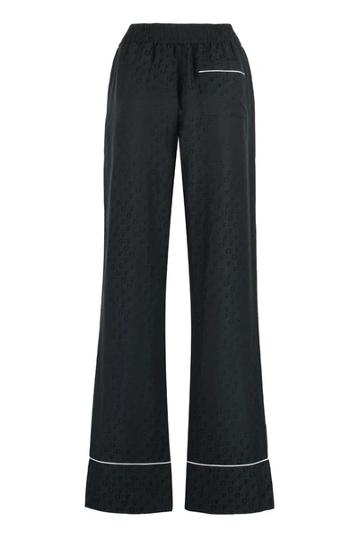 Shop Off-white Silk Blend Trousers In Black