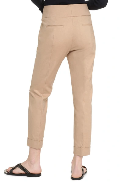 Shop Peserico High-rise Cotton Trousers In Beige