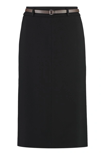 Shop Peserico Stretch Gabardine Skirt In Black