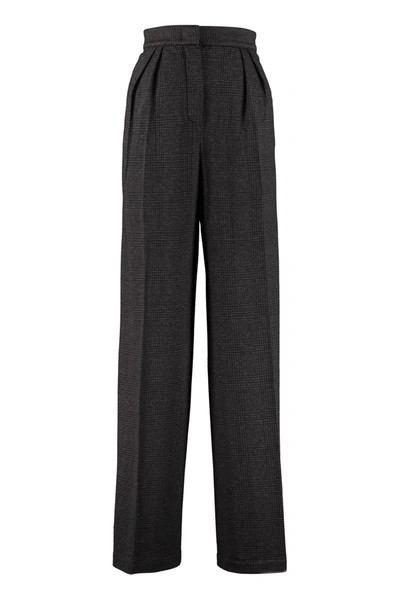 Shop Max Mara Prince Of Wales Check Trousers In Grey