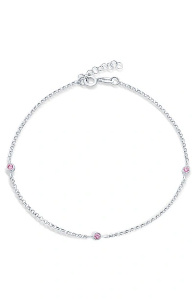 Shop Bling Jewelry Bridal Sterling Silver Cubic Zirconia Anklet In Pink