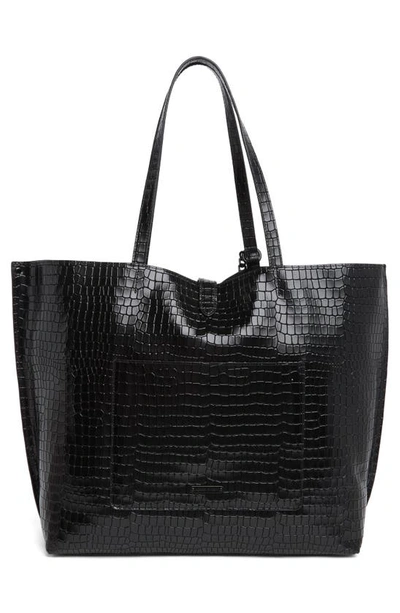 Shop Rebecca Minkoff Megan Embossed Leather Tote Bag In Black