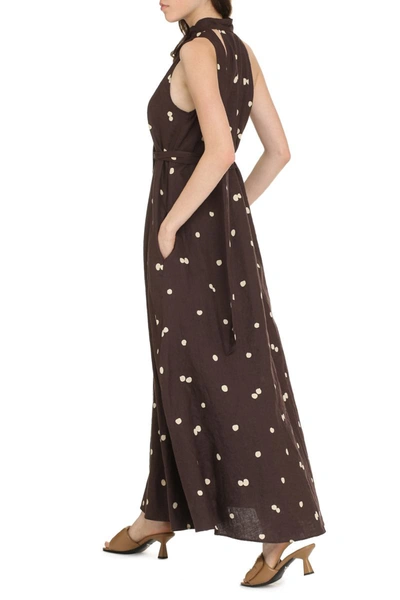 Shop Aspesi Polka Dot Print Long Dress In Brown