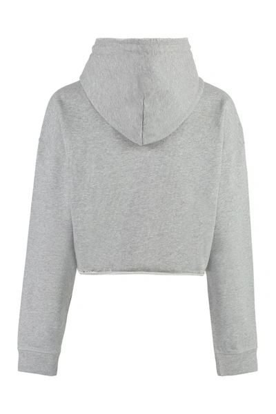 Shop Ganni Cotton Hoodie In Grey