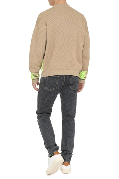 Shop Gcds Cotton Crew-neck Sweater In Beige