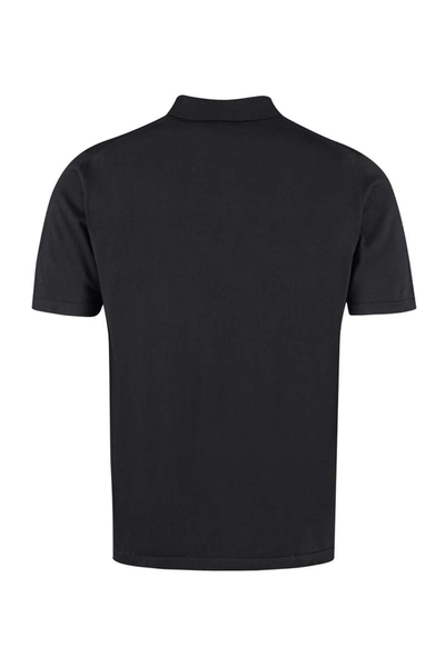 Shop The (alphabet) Cotton Knit Polo Shirt In Black