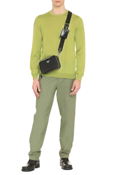 The (alphabet) Luxurious Crew-neck Cashmere Sweater For Men In Green
