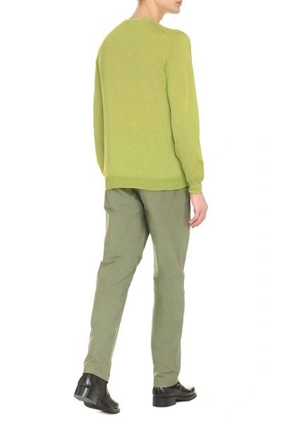The (alphabet) Luxurious Crew-neck Cashmere Sweater For Men In Green