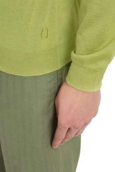 The (alphabet) Luxurious Crew-neck Cashmere Sweater For Men In Green