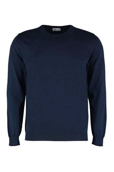 Shop The (alphabet) The (knit) - Cotton Crew-neck Sweater In Blue