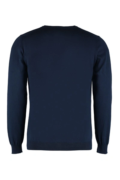 Shop The (alphabet) The (knit) - Cotton Crew-neck Sweater In Blue