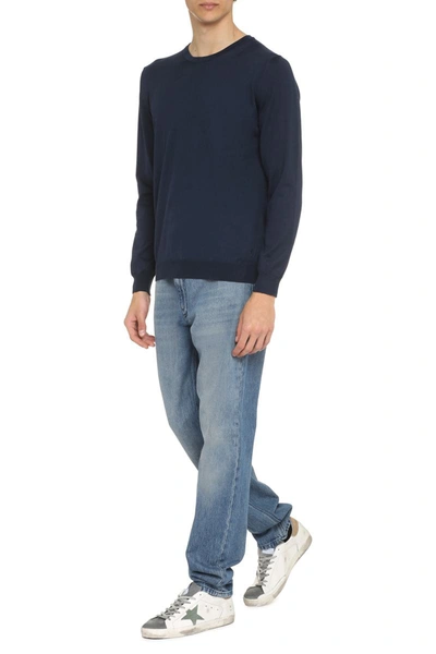 The (alphabet) Blue Wool And Cashmere Pullover For Men In Blue