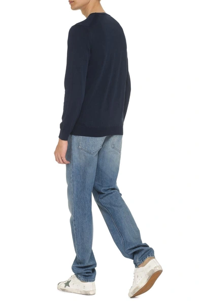 The (alphabet) Blue Wool And Cashmere Pullover For Men In Blue