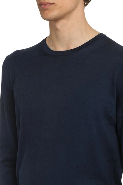 The (alphabet) Blue Wool And Cashmere Pullover For Men In Blue