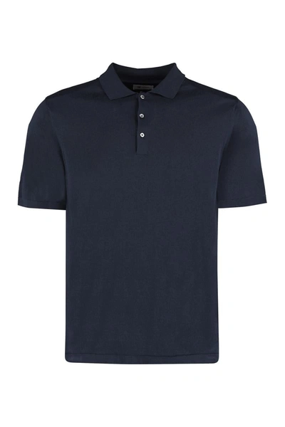 Shop The (alphabet) The (knit) - Cotton Knit Polo Shirt In Blue