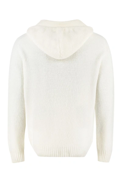 Shop The (alphabet) The (knit) - Knitted Hoodie In Ivory