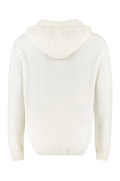 The (alphabet) Wool-blend Hoodie In Ivory