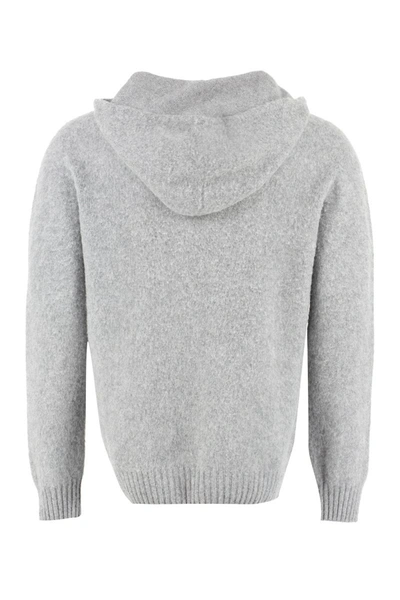 Shop The (alphabet) The (knit) - Knitted Hoodie In Grey