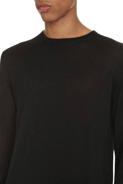Shop The (alphabet) The (knit) - Fine Knit Crew-neck Sweater In Black