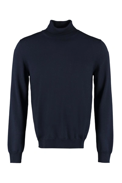 Shop The (alphabet) The (knit) - Wool Turtleneck Sweater In Blue