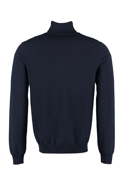 The (alphabet) Turtleneck Wool Sweater In Blue
