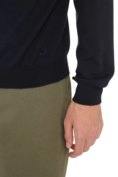 The (alphabet) Turtleneck Wool Sweater In Blue