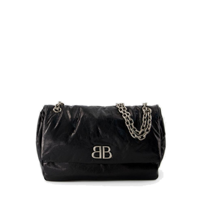 Shop Balenciaga Monaco Chain Shoulder Bag In Black