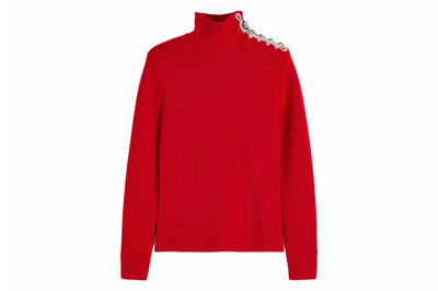 Pre-owned Rabanne H&m Wool Mock Turtleneck Sweater (mens) Red