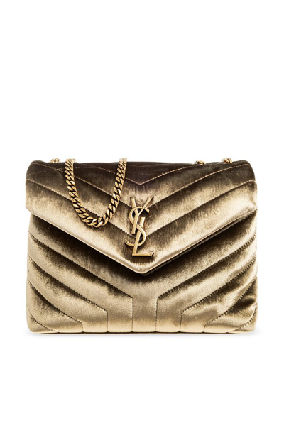 Shop Saint Laurent Loulou Quilted Small Shoulder Bag In Green