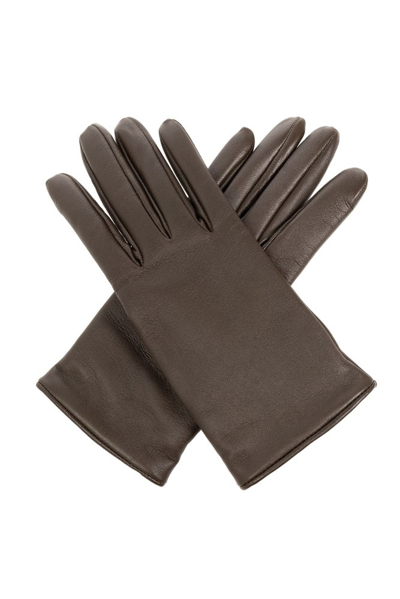 Shop Saint Laurent Cassandre Short Gloves In Brown
