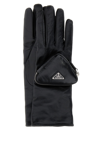 Prada Black Leather Gloves