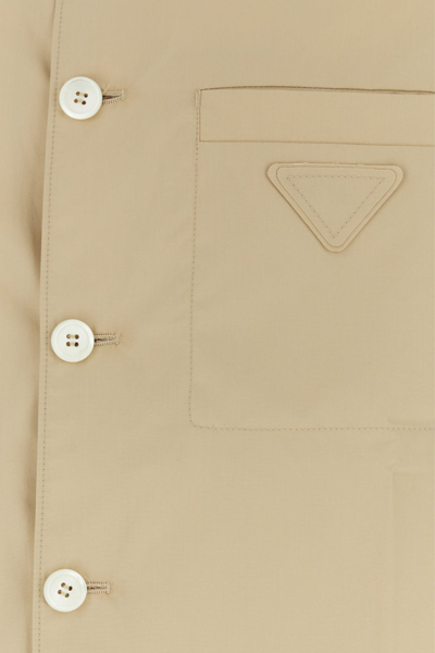 Prada Cotton Shirt With Short-pointed Collar And Three Pockets