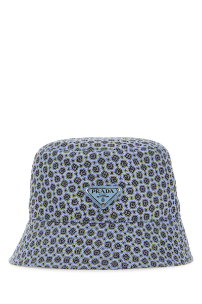 Prada Triangle Logo Allover Printed Bucket Hat