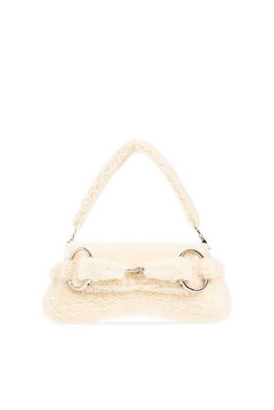 Shop Gucci Horsebit Chain Medium Shoulder Bag In Beige
